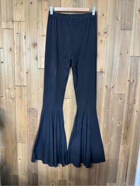 Grace & Emma Black Flared Pants with Elastic Waistband